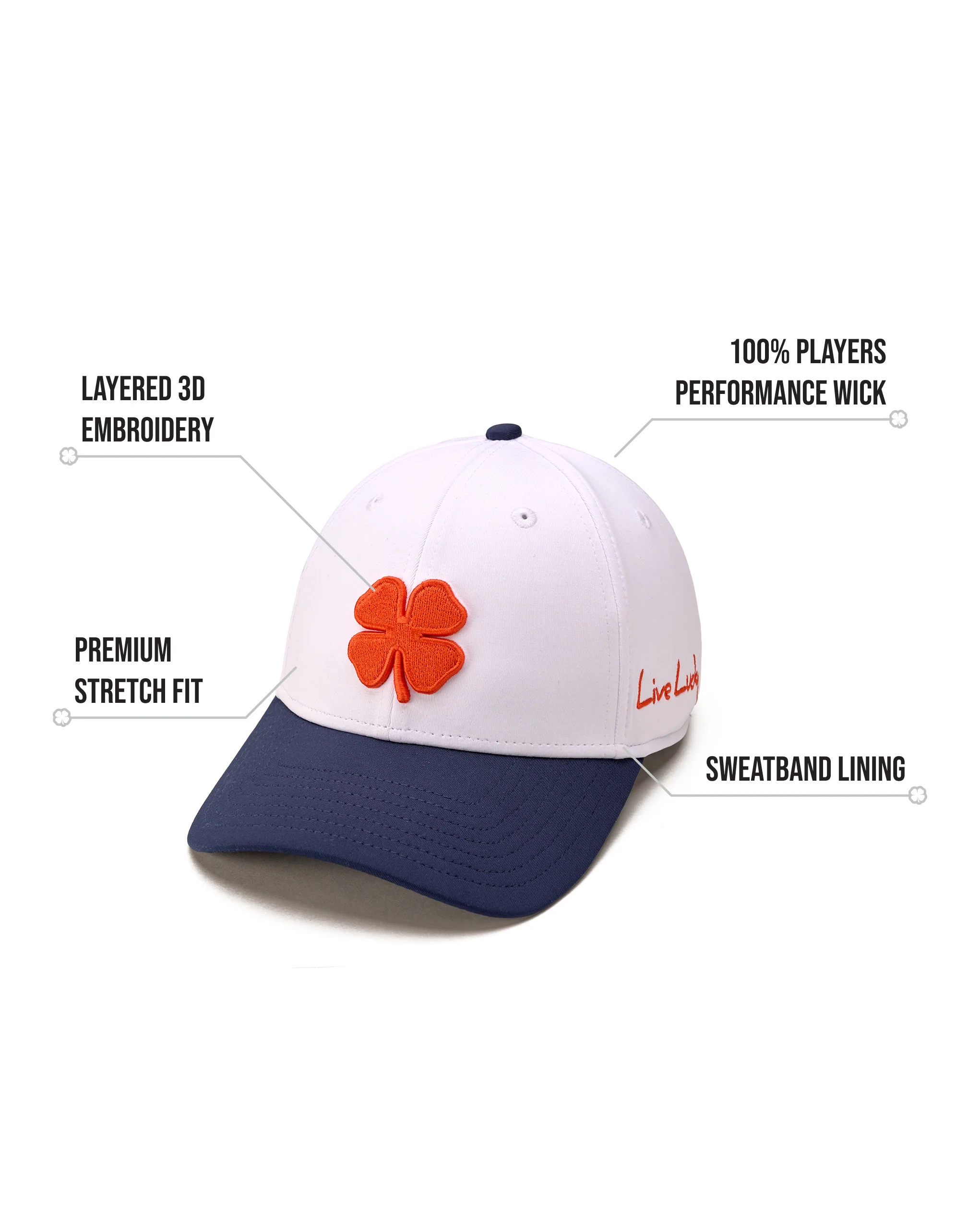 Premium Clover 173 White Fitted Performance Hat 2 Premium Clover 173 White Fitted Performance Hat
