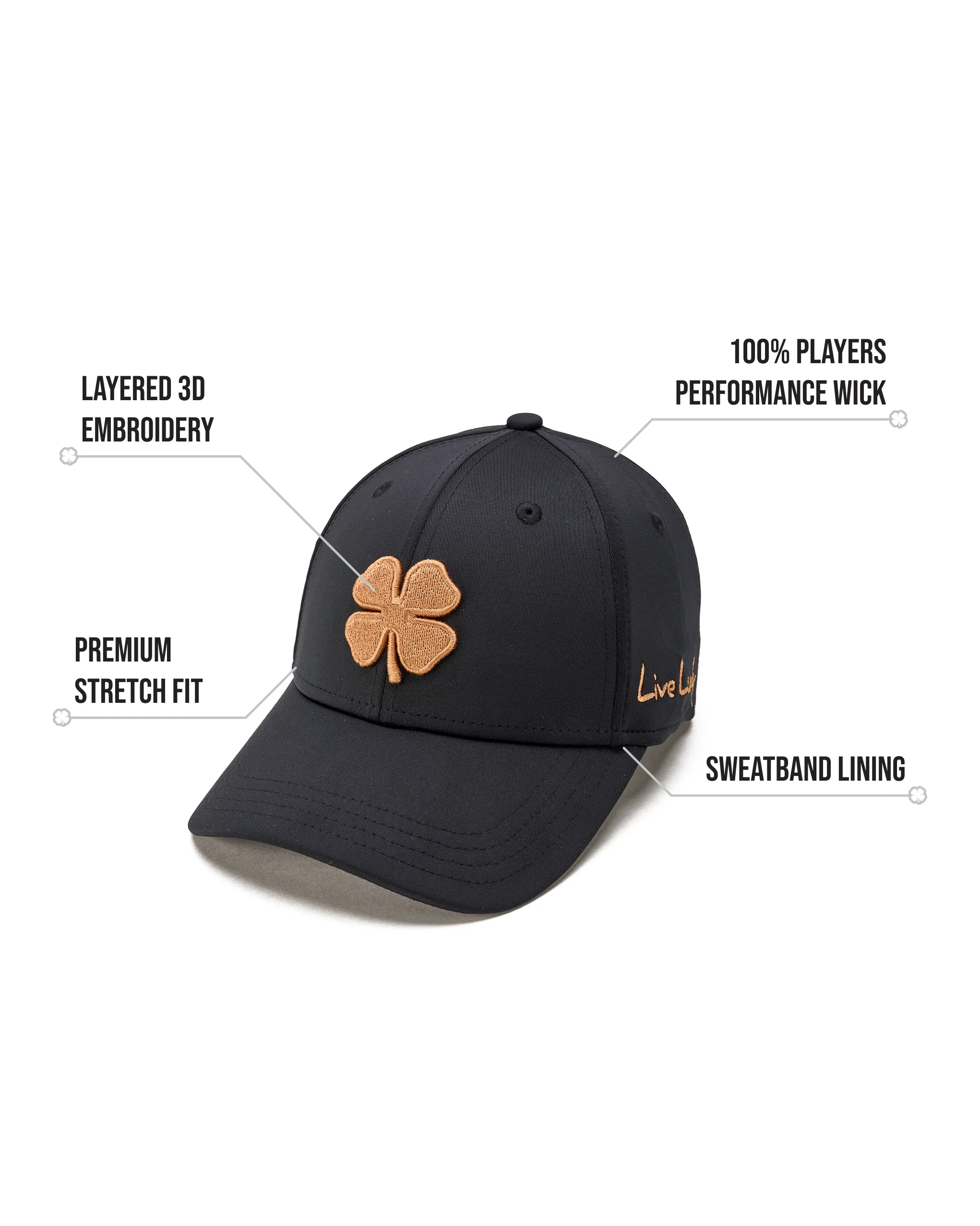 Premium Clover 182 Black Fitted Performance Hat 2 Premium Clover 182 Black Fitted Performance Hat