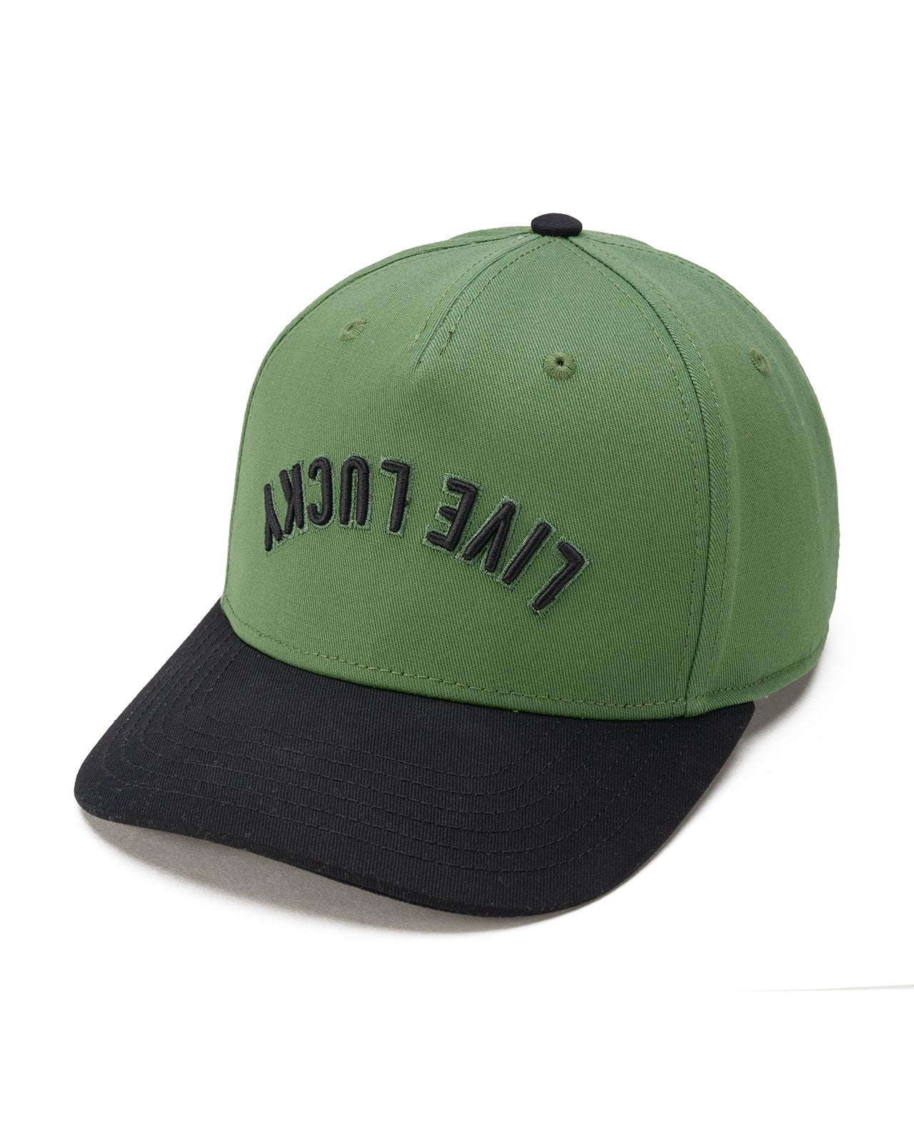 Upside Down Luck 6 Green Cotton Twill Hat