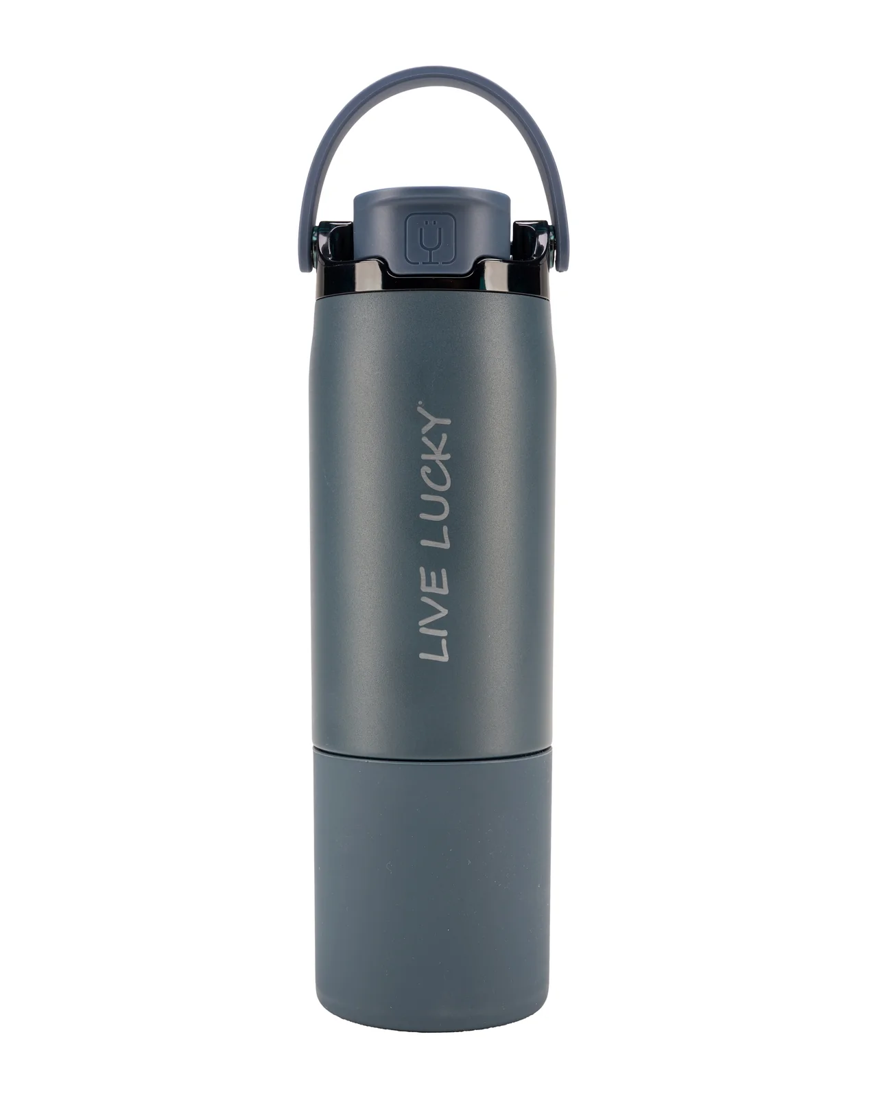 "Live Lucky" Blue Wellness Water Bottle - Nightfall Blue