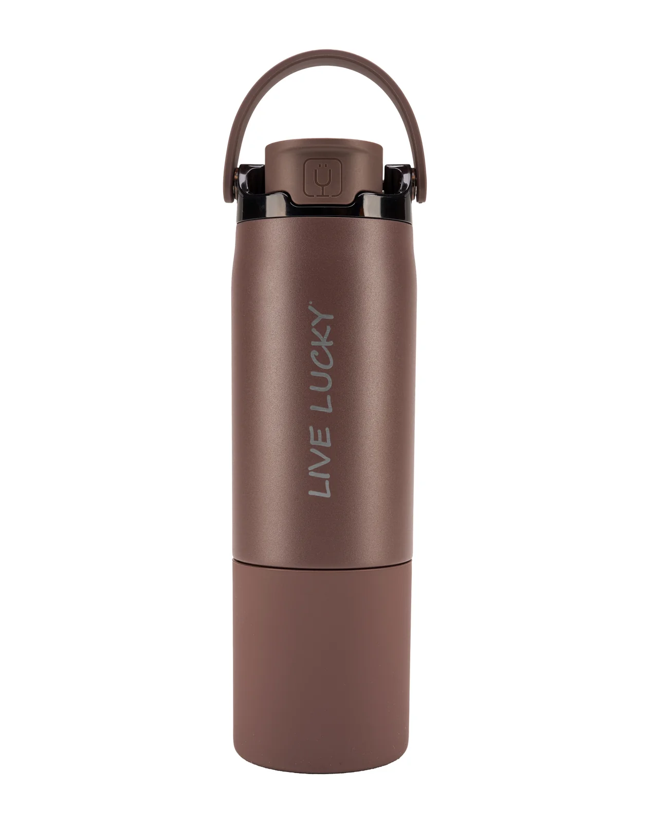 "Live Lucky" Brown Wellness Water Bottle - Java