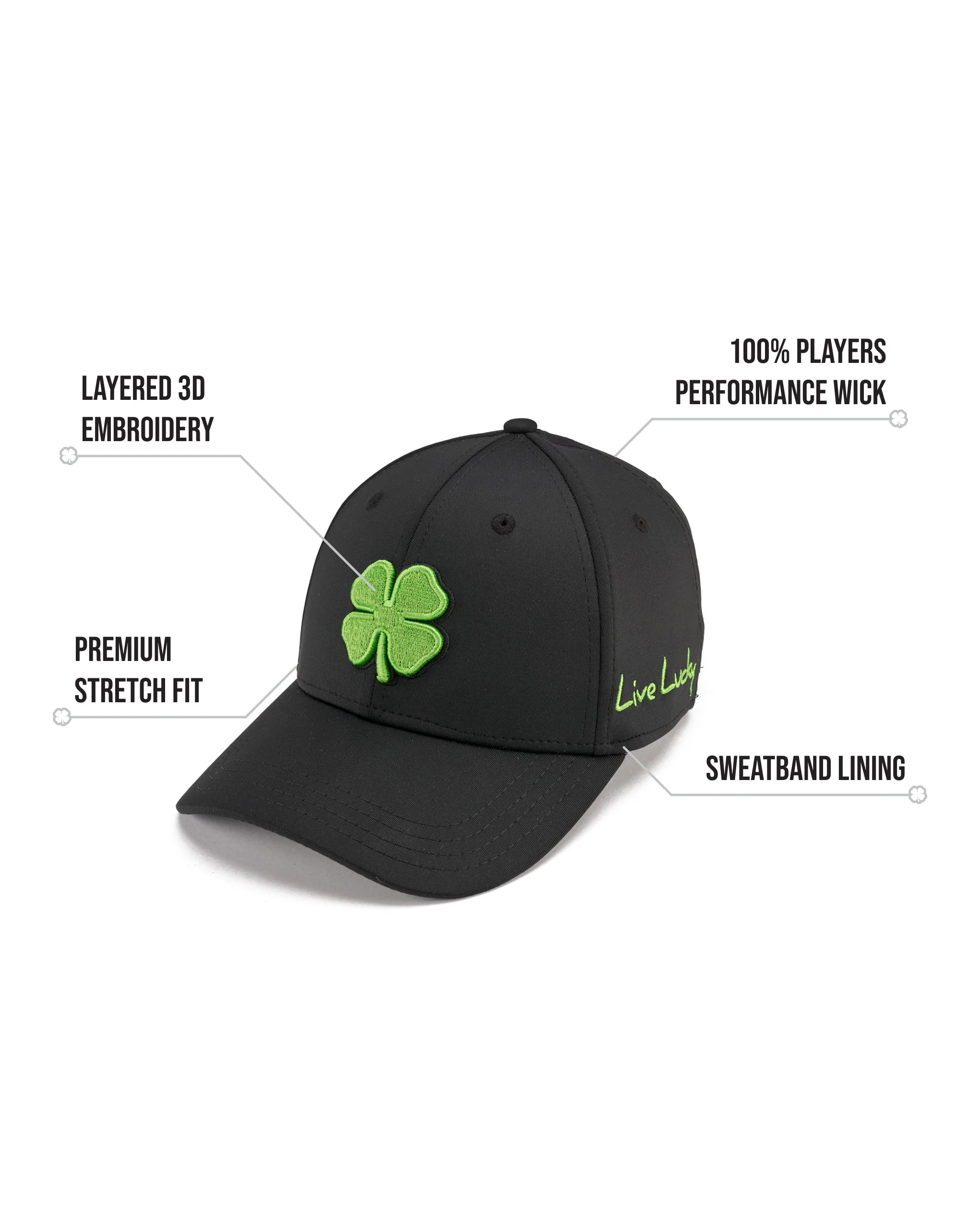 Premium Clover 51 Black Fitted Performance Hat 2 Premium Clover 51 Black Fitted Performance Hat