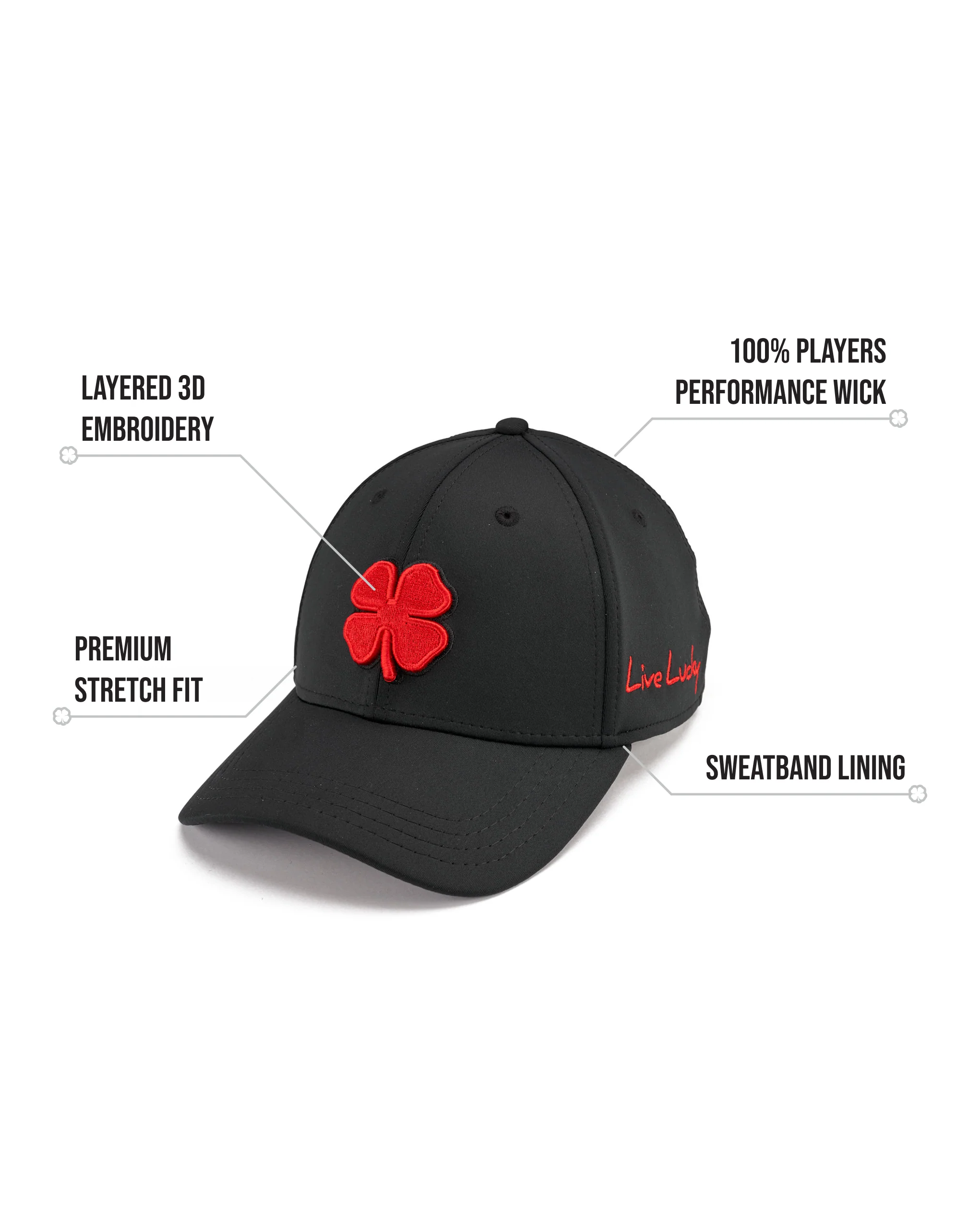 Premium Clover 24 Black Fitted Performance Hat 2 Premium Clover 24 Black Fitted Performance Hat