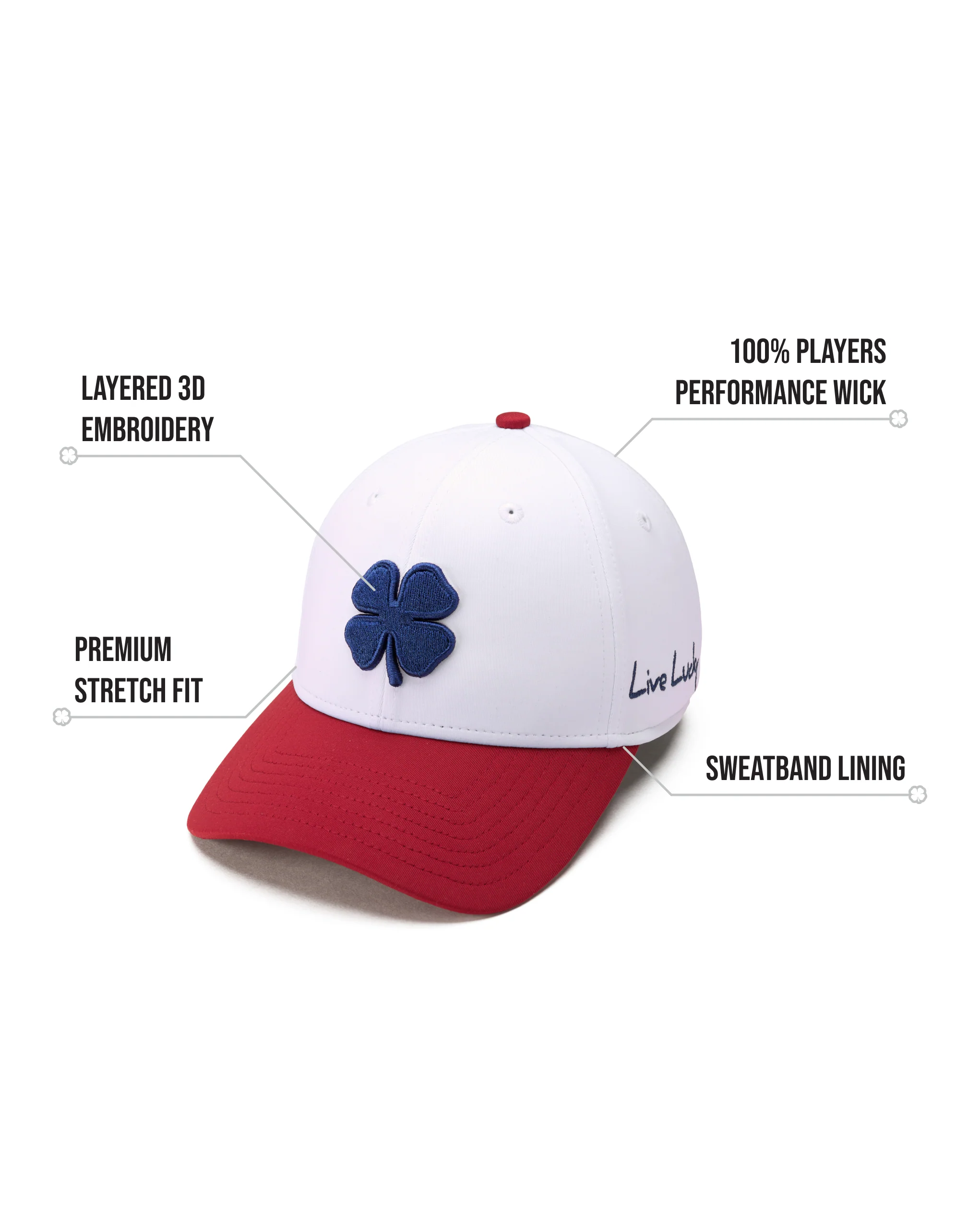 Premium Clover 167 Red White and Blue Fitted Performance Hat 2 Premium Clover 167 Red White and Blue Fitted Performance Hat