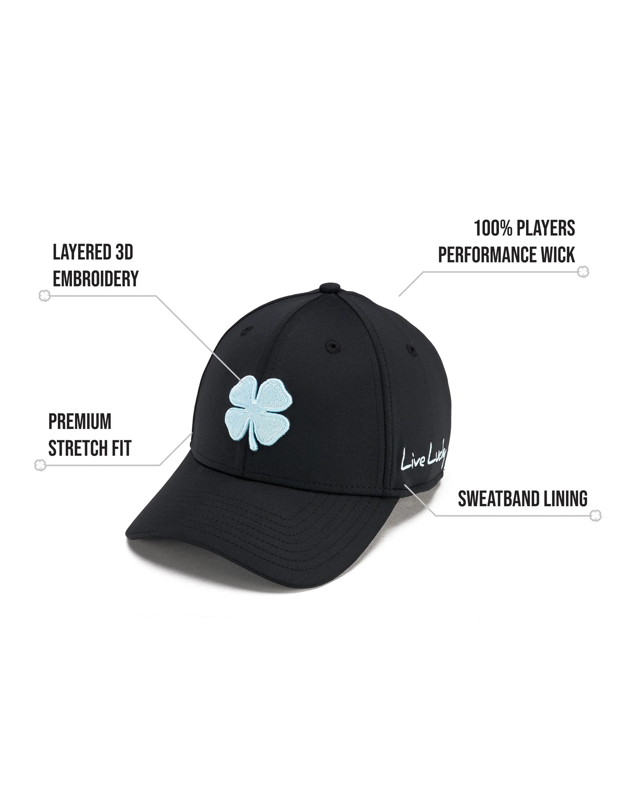 Premium Clover 187 Black Fitted Performance Hat 2 Premium Clover 187 Black Fitted Performance Hat